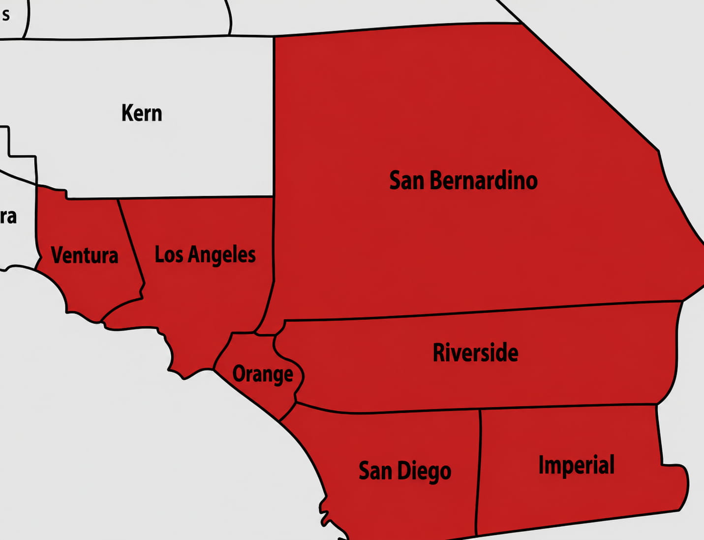 Bennett's Plumbing service area map Orange County and Southern California